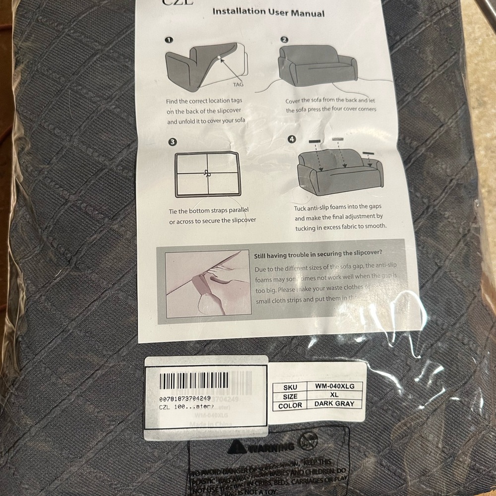 SET OF 2- EX Large -Waterproof Gray Sofa Cover - Picture 5 of 8